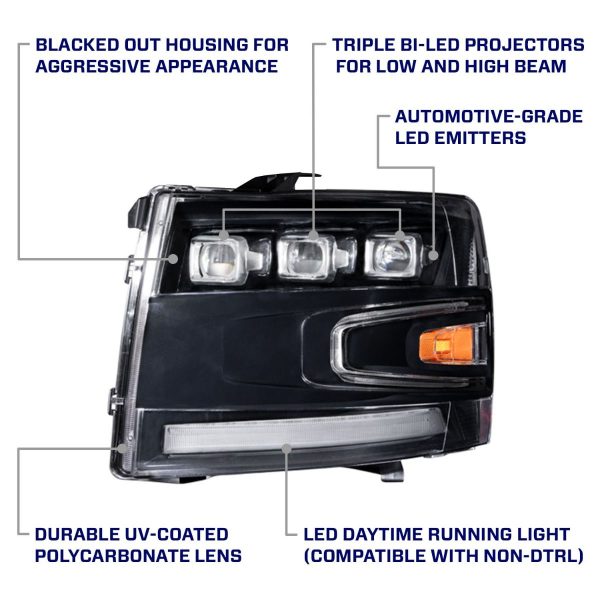 Opticos LED Chevrolet Silverado 2007-2013, proyector (par) - Imagen 3